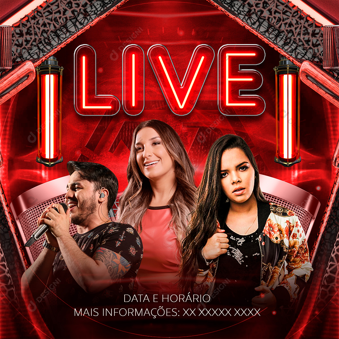 Flyer Show Evento Live Artistas Social Media PSD Editável