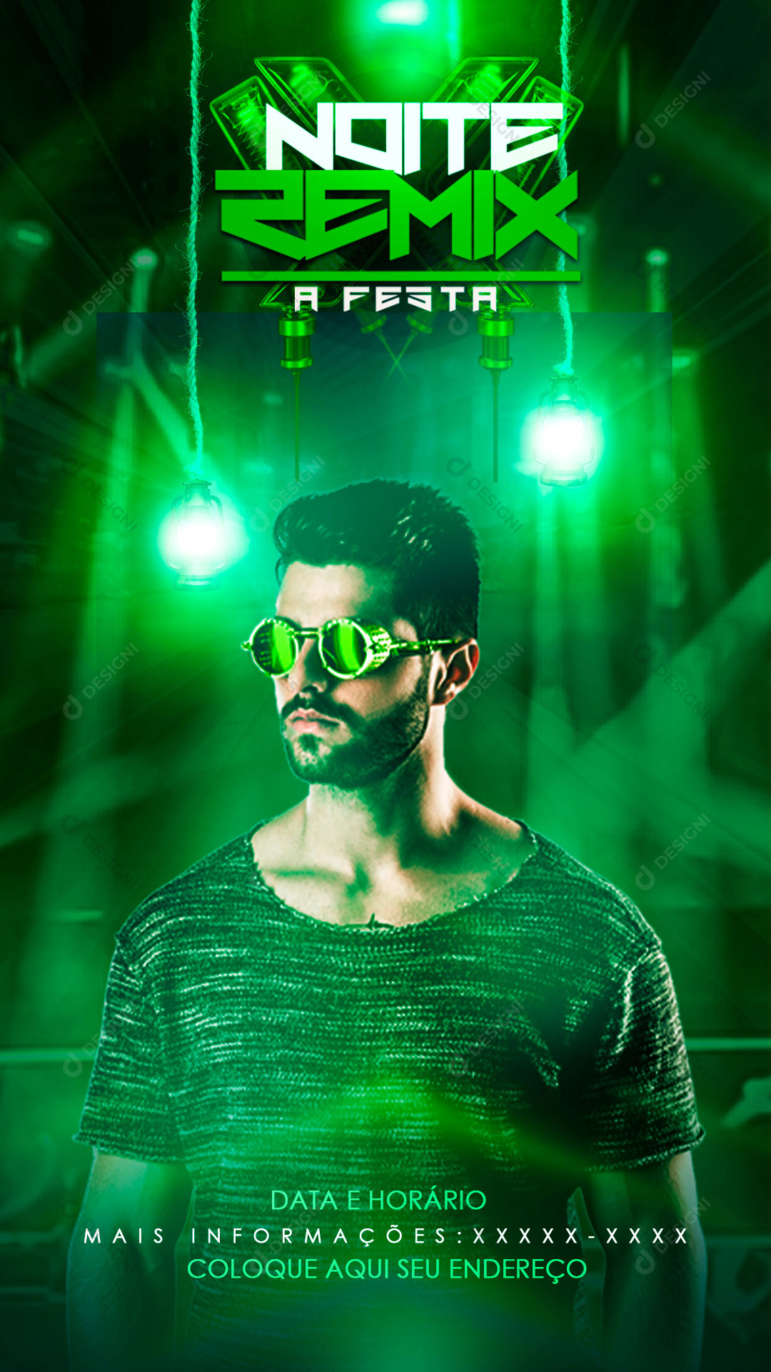 Story Flyer Show Noite Remix a Festa Social Media PSD Editável