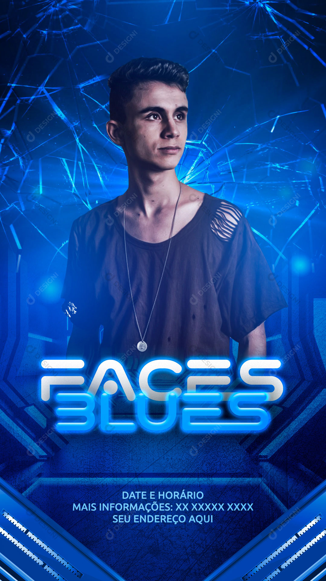 Story Flyer Evento Show Faces Blue Artista Social Media PSD Editável