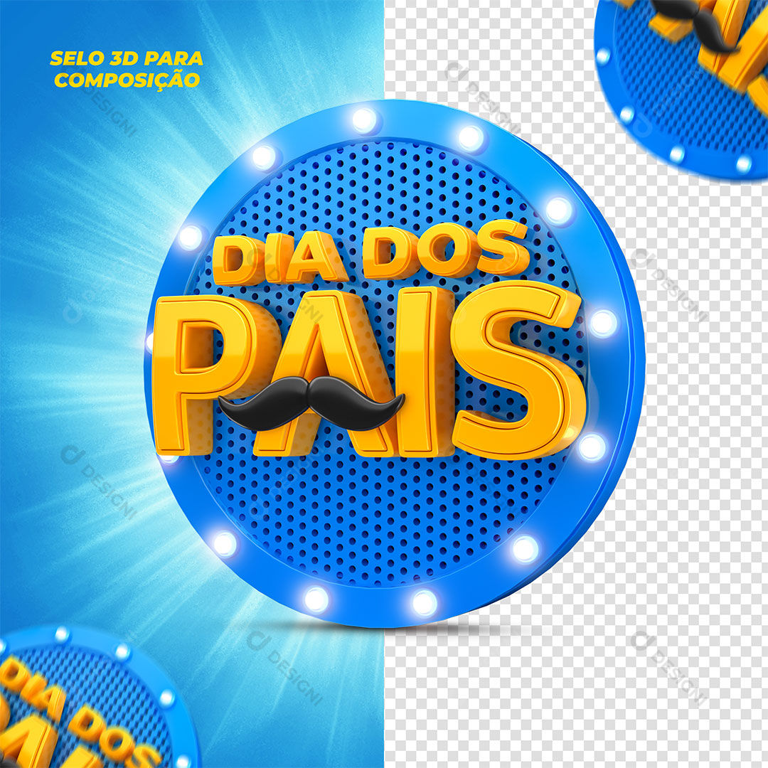 Dia dos Pais Selo 3D Para Composição PSD