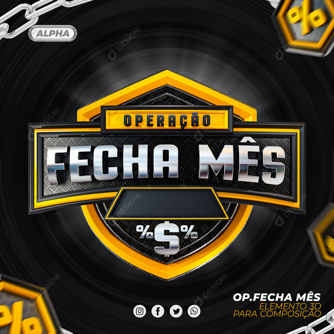 Operação Fecha Mês Selo 3D Elemento Para Composição PSD