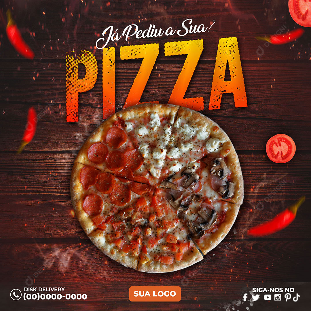 Pizzaria Já Pediu Sua Pizza Social Media PSD Editável