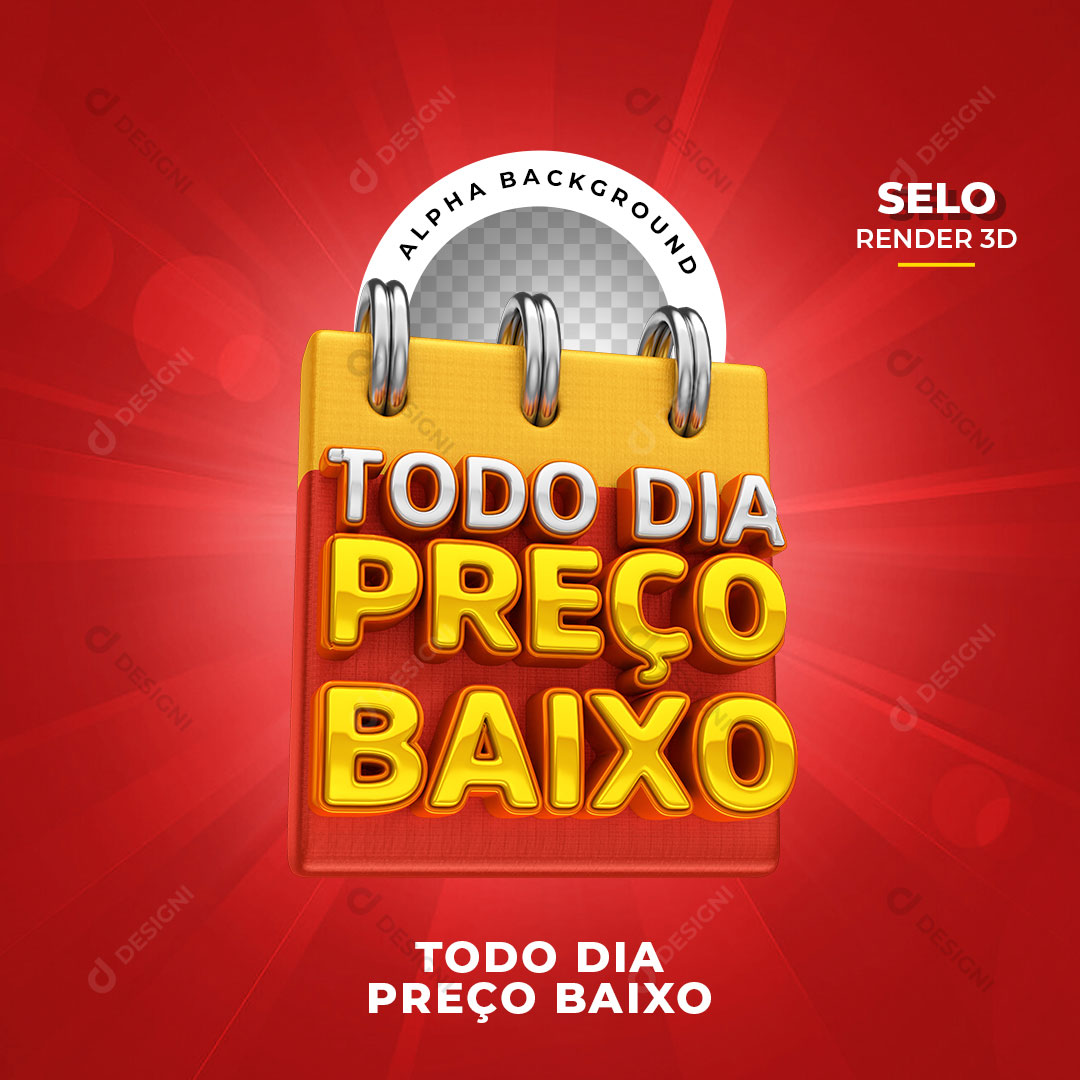 Todo Dia Preço Baixo Selo 3D Elemento Para Composição PNG Transparente