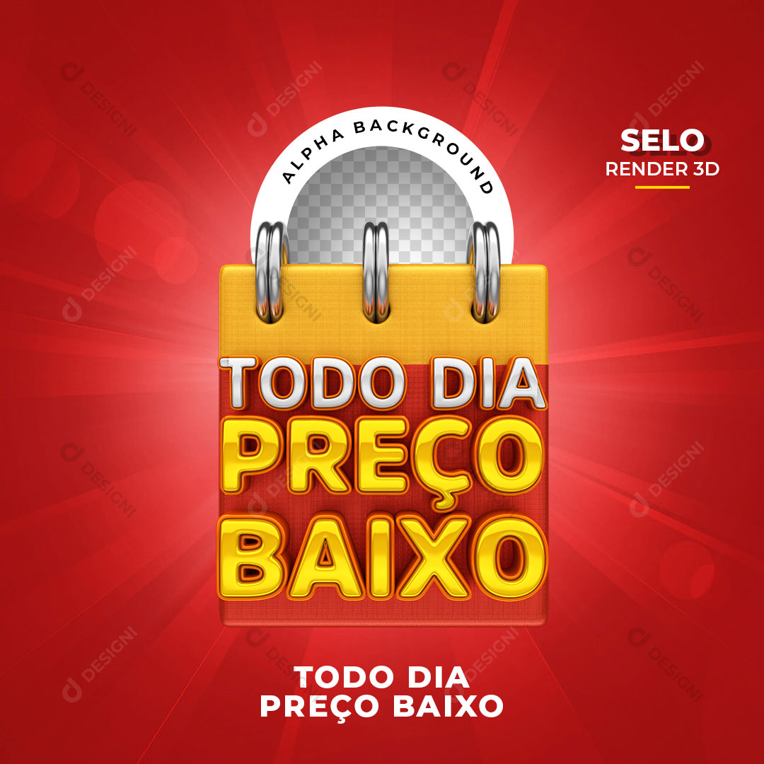 Todo Dia Preço Baixo Selo 3D Elemento Para Composição PNG Transparente