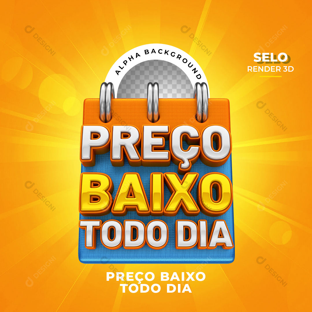 Preço Baixo Todo Dia Selo 3D Para Composição PNG Transparente