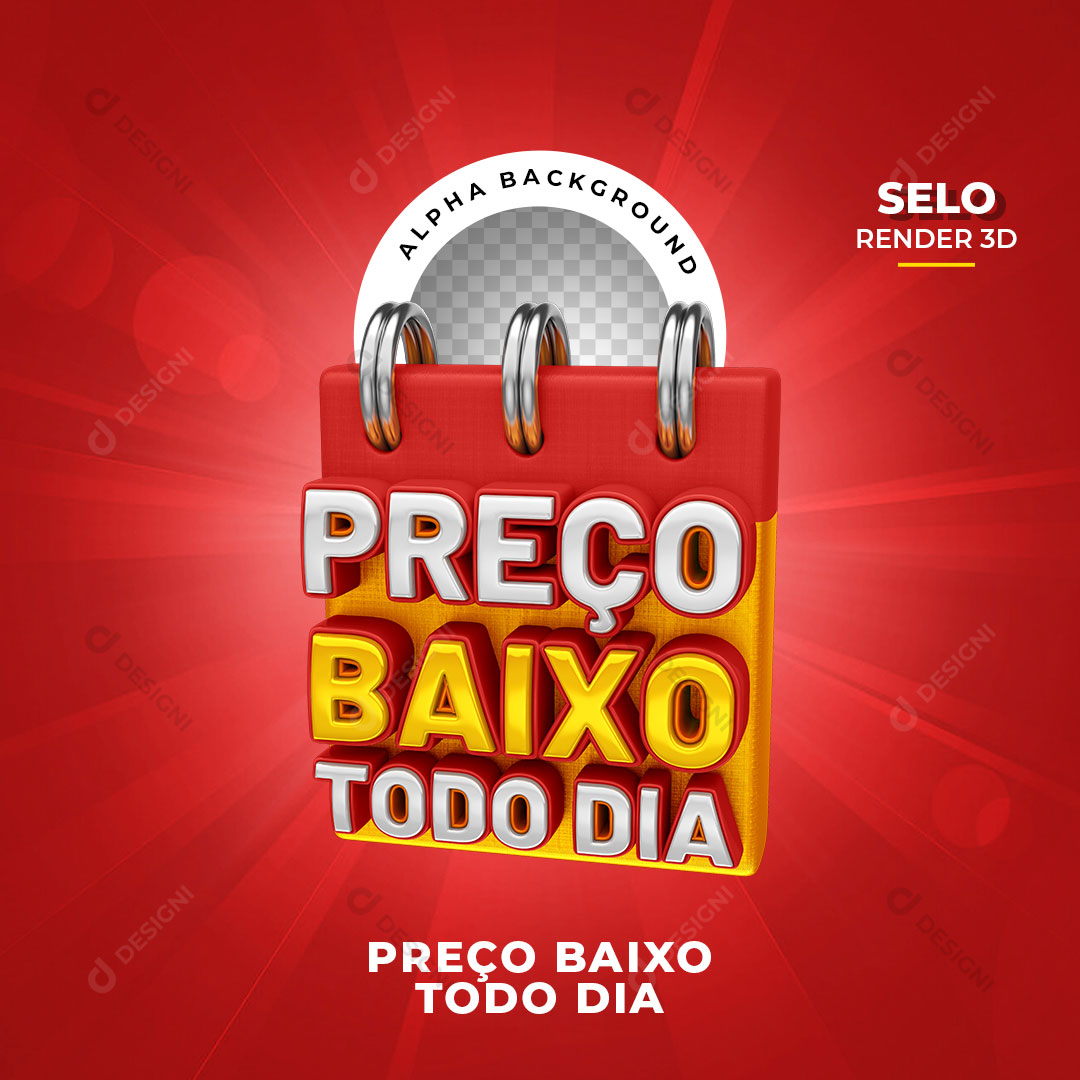 Preço Baixo Todo Dia Selo 3D Para Composição PNG Transparente