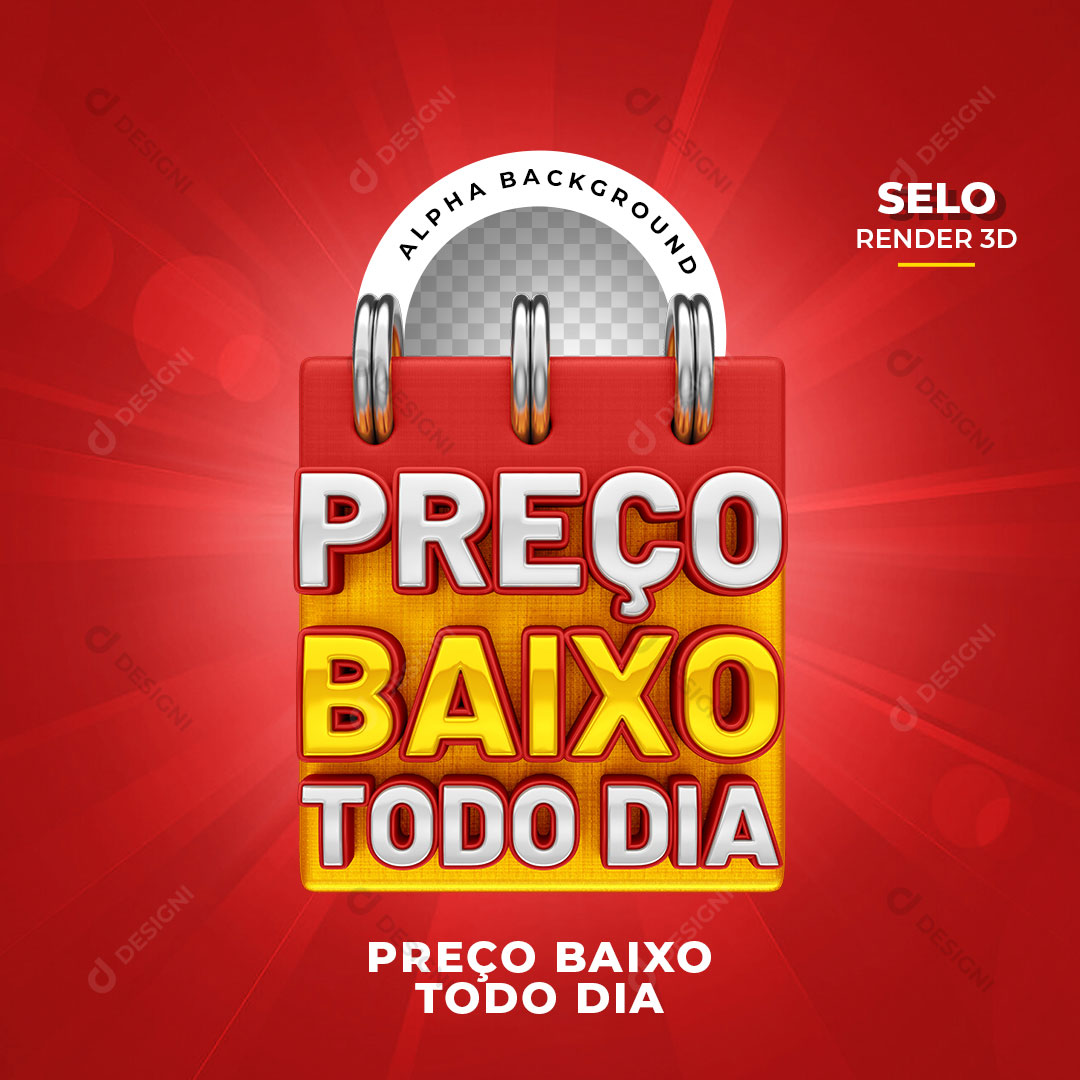 Preço Baixo Todo Dia Selo 3D Para Composição PNG Transparente