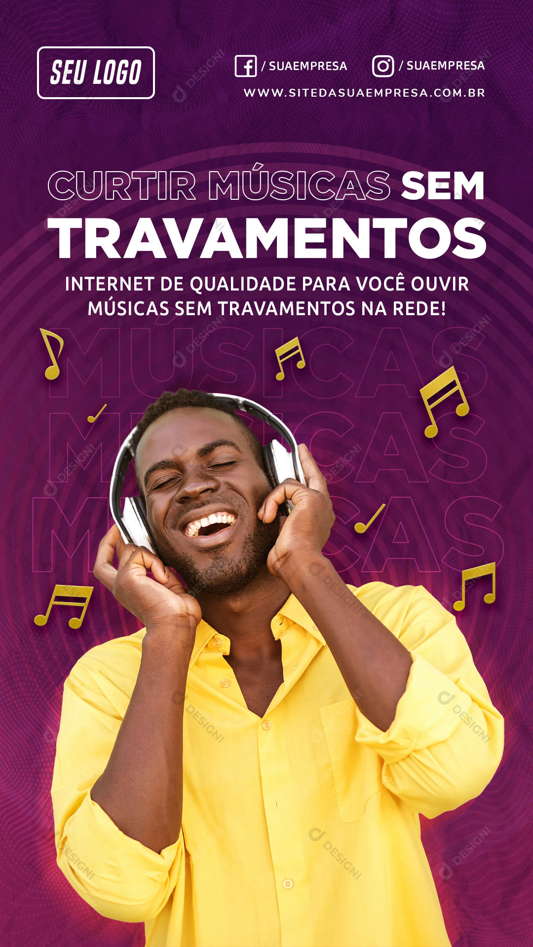 Story Internet Curtir Músicas Sem Travamento Social Media PSD Editável