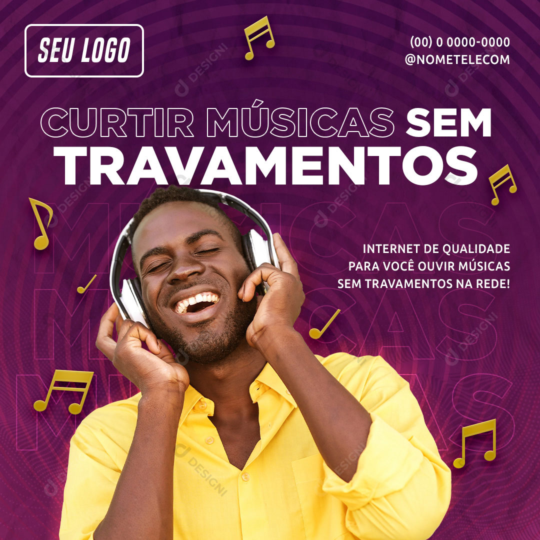 Internet Curtir Músicas Sem Travamento Social Media PSD Editável