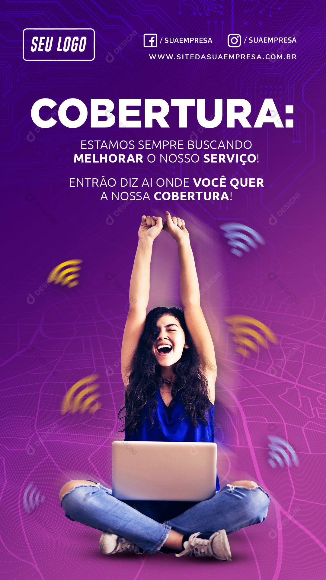 Story Internet Cobertura Estamos Sempre Buscando Social Media PSD Editável