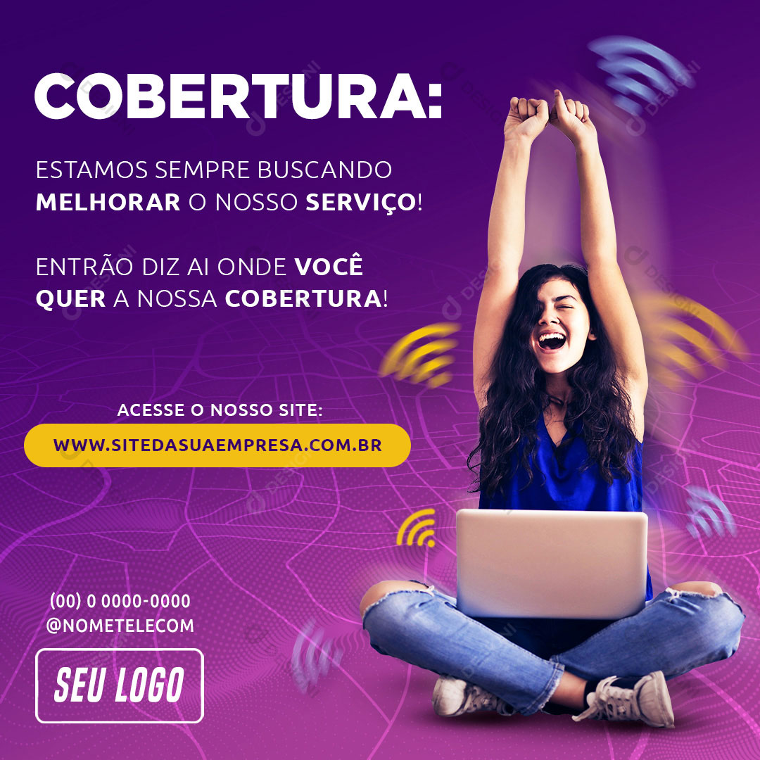 Internet Cobertura Estamos Sempre Buscando Social Media PSD Editável