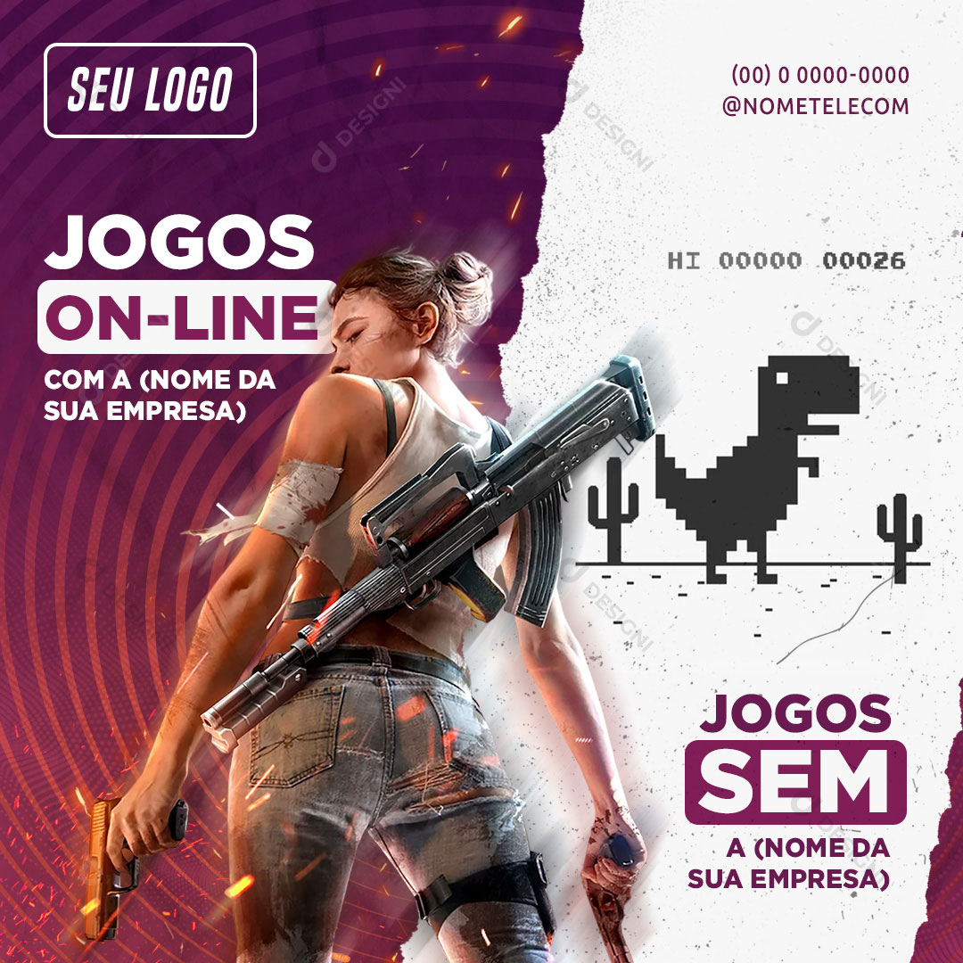 Internet Jogos On-line Social Media PSD Editável