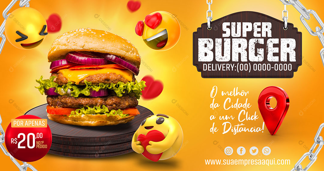 Hamburgueria Super Burguer Social Media Editable PSD