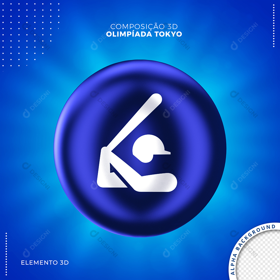 Jogos Olímpicos Modalidade Beisebol Elemento 3D Para Composição PSD Editável