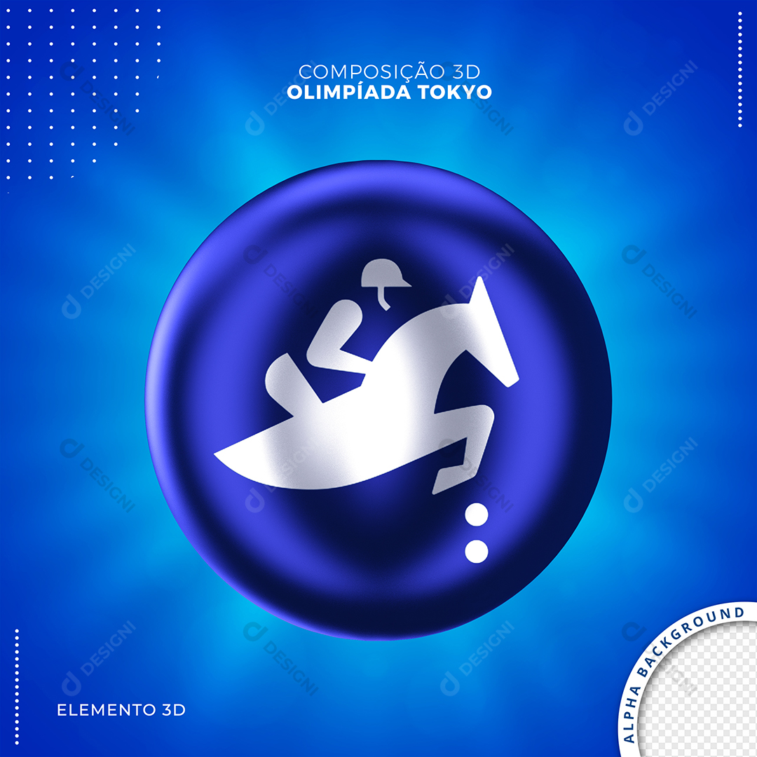 Jogos Olímpicos Modalidade Hipismo de Saltos Elemento 3D Para Composição PSD Editável
