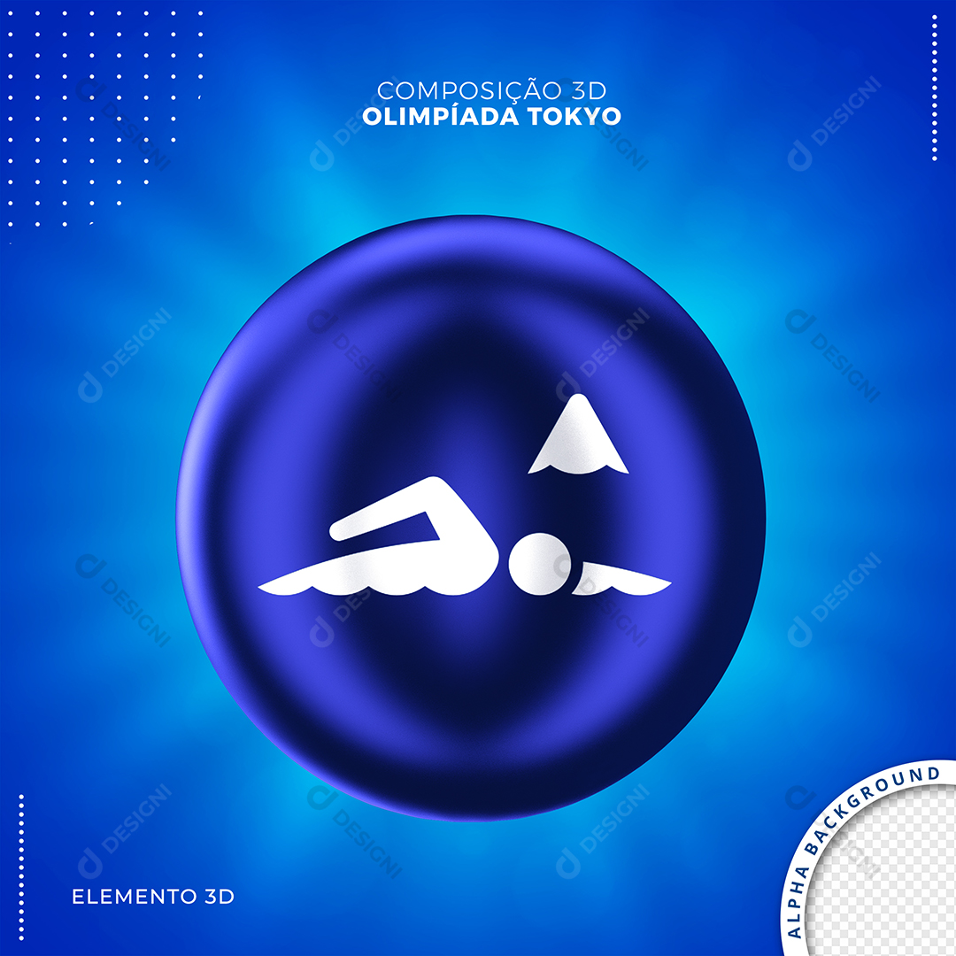 Jogos Olímpicos Modalidade Maratona Aquática Elemento 3D Para Composição PSD Editável