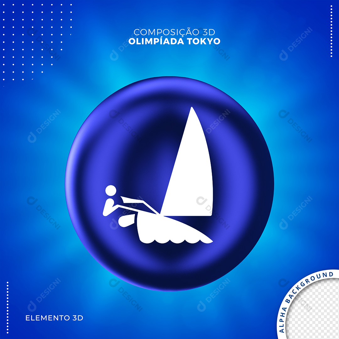 Jogos Olímpicos Modalidade Vela Elemento 3D Para Composição PSD Editável