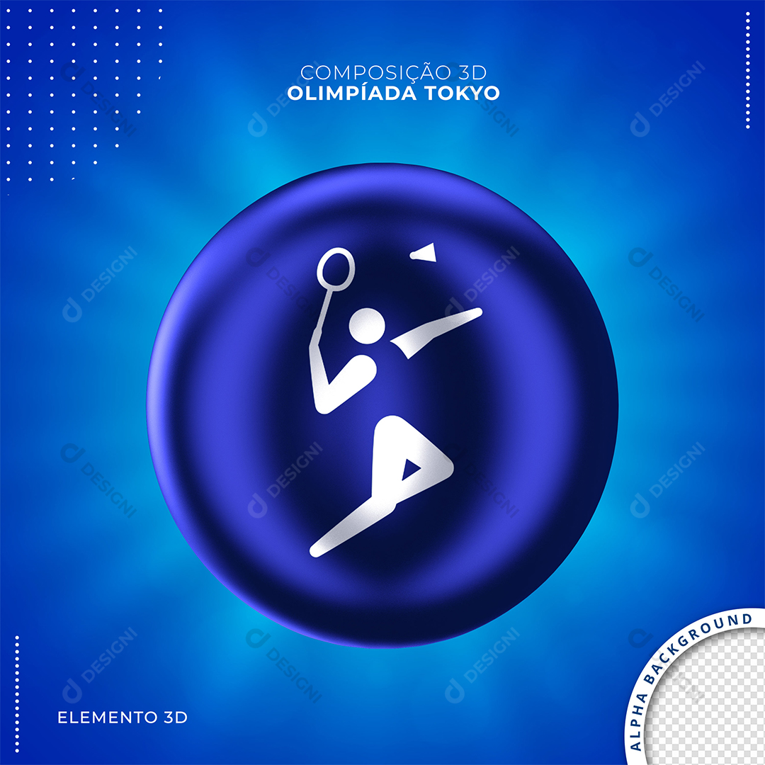 Jogos Olímpicos Modalidade Badminton Elemento 3D Para Composição PSD Editável