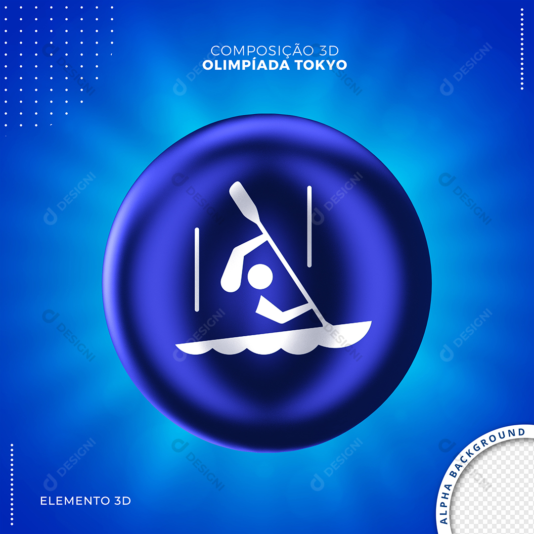 Jogos Olímpicos Modalidade Canoagem Slalom Elemento 3D Para Composição PSD Editável