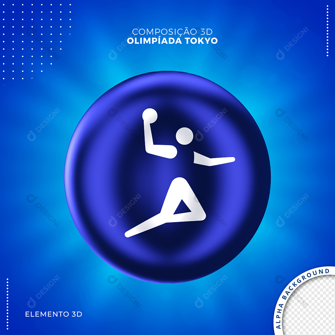 Jogos Olímpicos Modalidade Handball Elemento 3D Para Composição PSD Editável