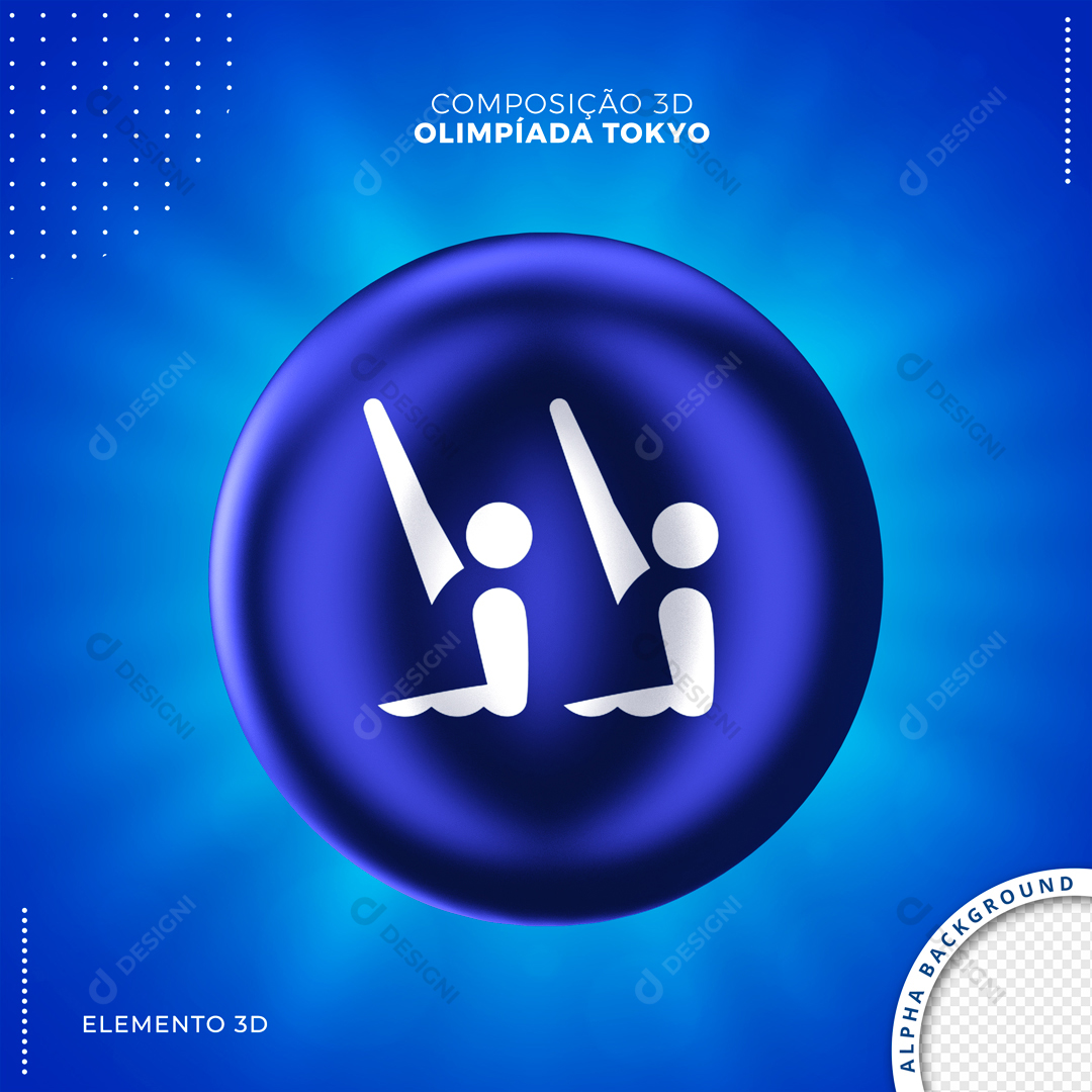 Olympic Games Artistic Swimming Modality 3D Element For Composition Editable PSD