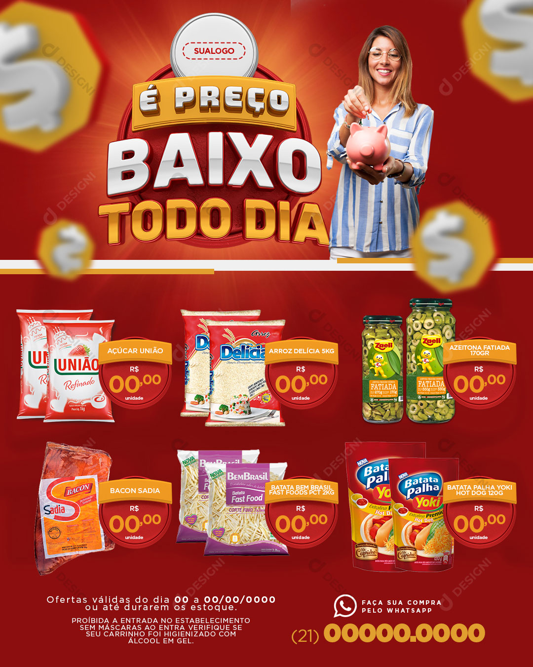 Mini Encarte Supermercado É Preço Baixo Todo Dia Produtos Social Media PSD Editável