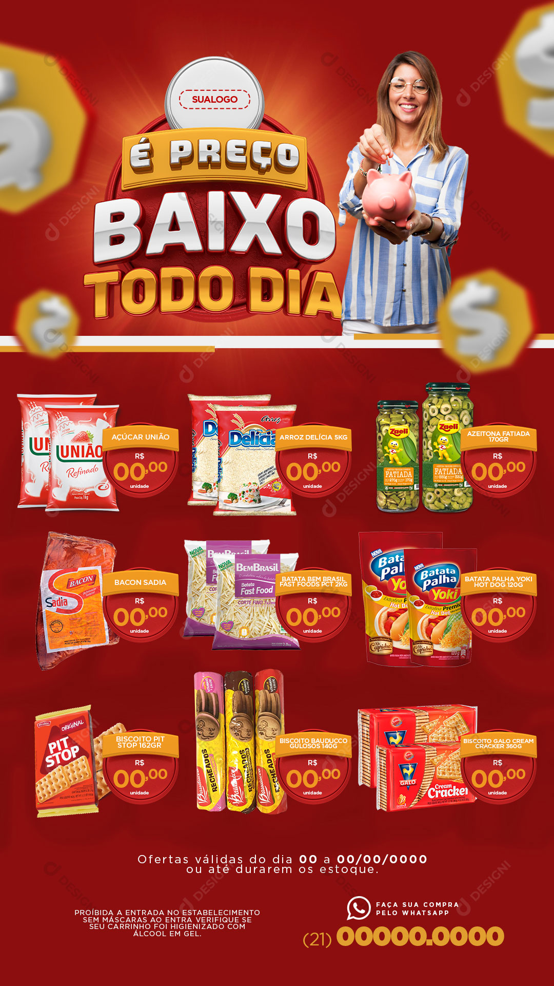Mini Encarte Supermercado É Preço Baixo Todo Dia Produtos Social Media PSD Editável