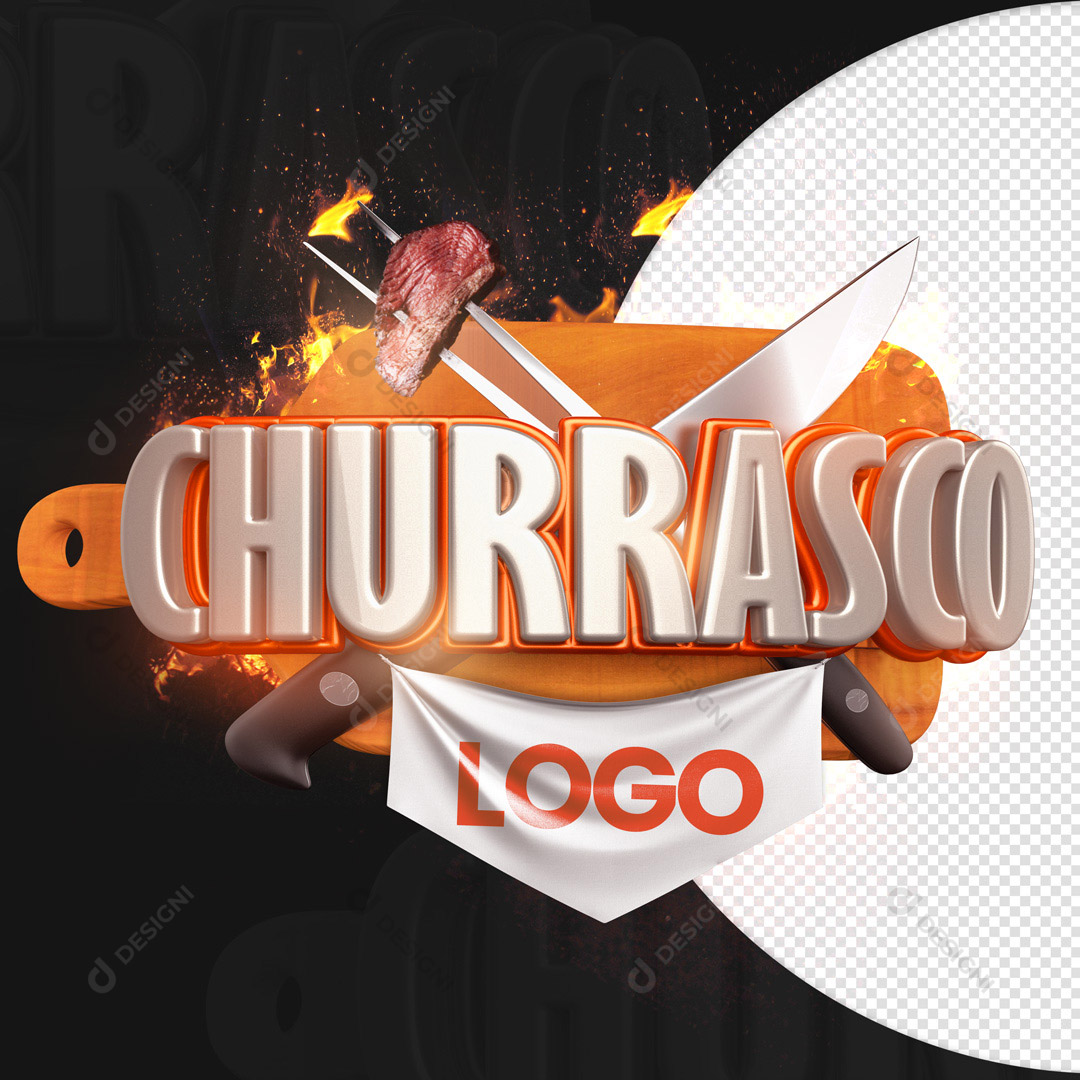 Churrasco Selo 3D Elemento Para Composição PSD Editável