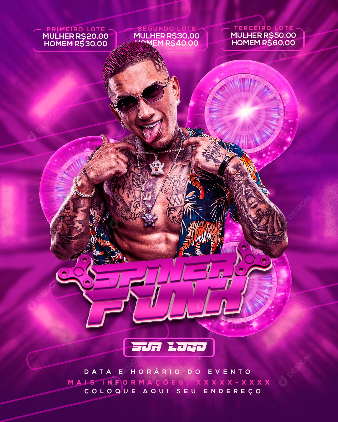 Flyer Show Evento Spiner Funk Artista Social Media PSD Editável