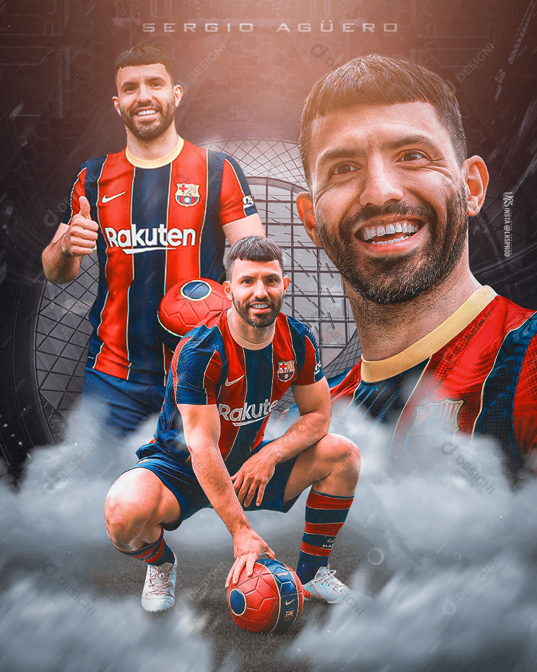 Flyer Time Jogador Sergio Agüra Social Media PSD Editável