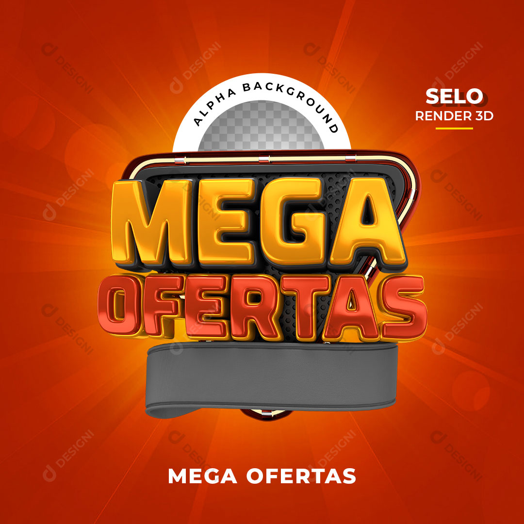 Mega Ofertas Selo 3D PNG Transparente Sem Fundo