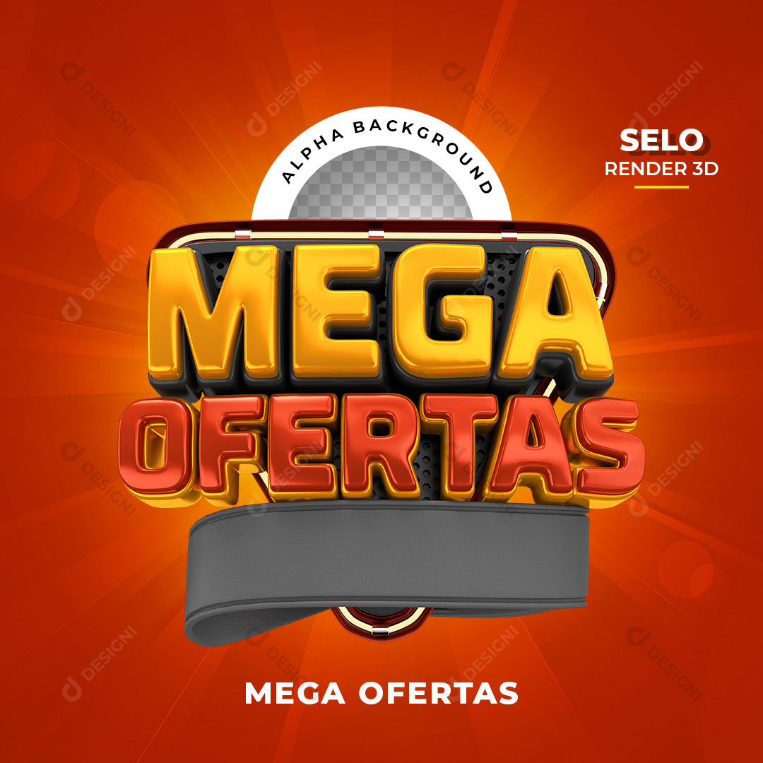 Mega Ofertas Selo 3D PNG Transparente Sem Fundo