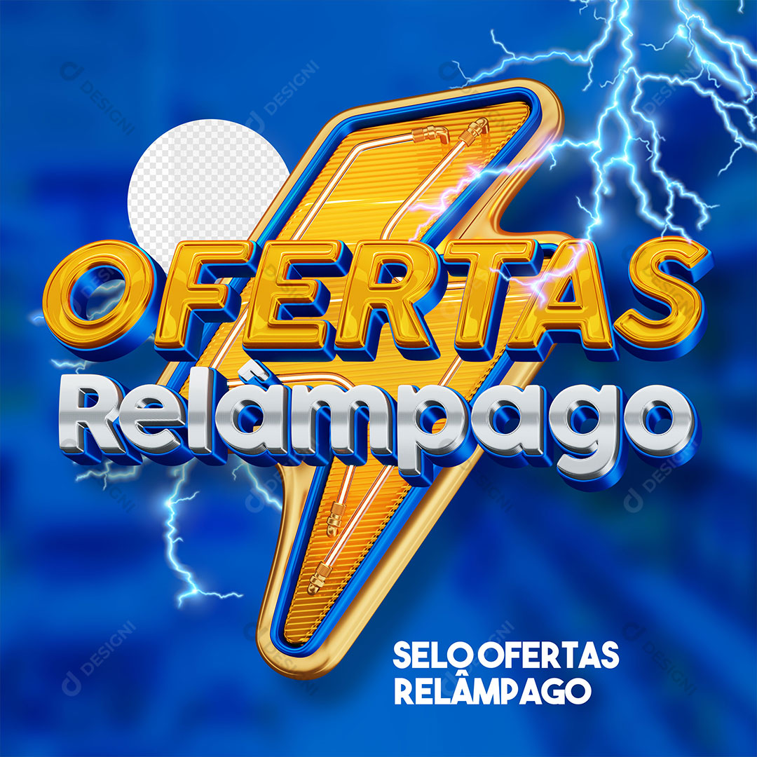 Ofertas Relâmpago Selo 3D Para Composição PSD