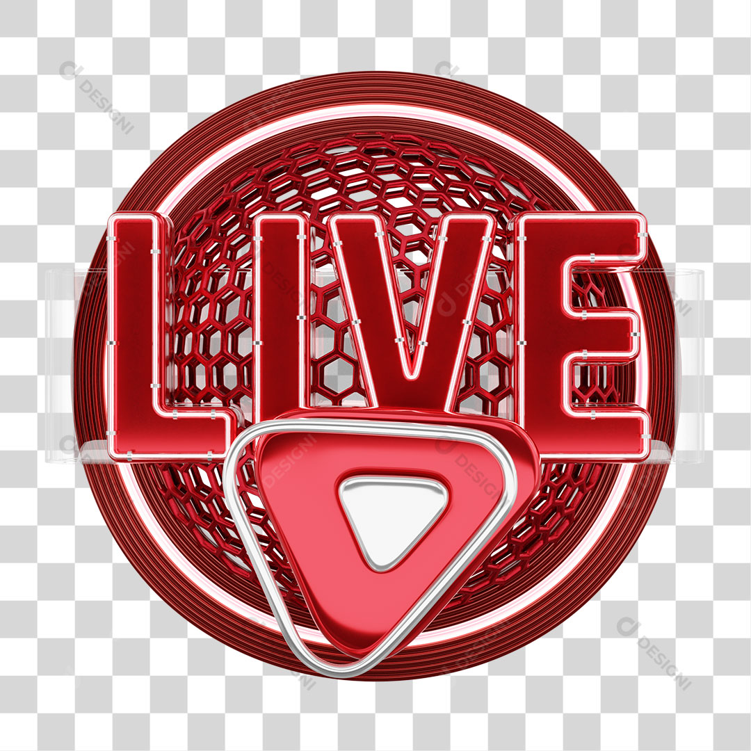 Elementos 3D Live Logo Youtube Para Composição PSD Editável
