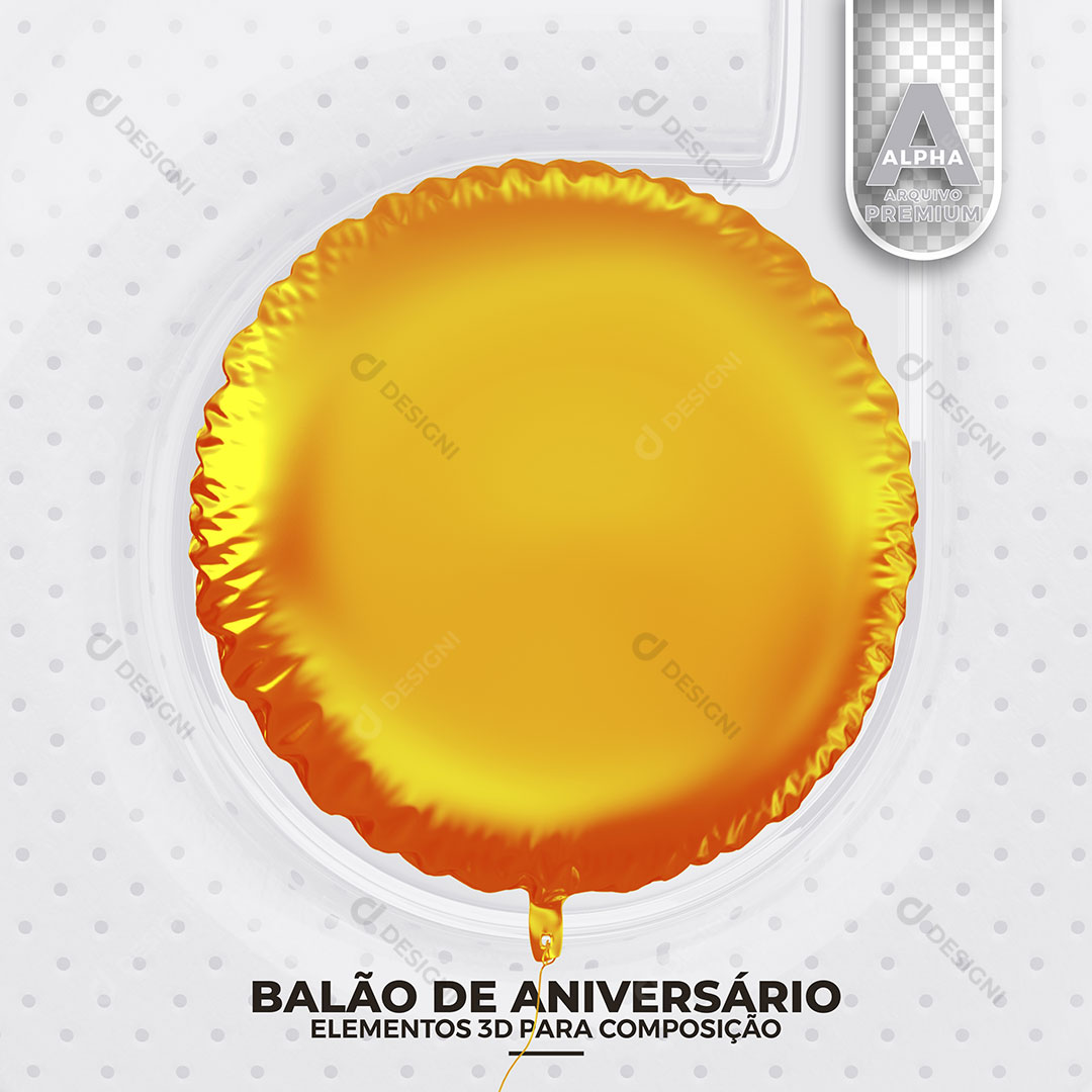 Balão de Aniversário Elemento 3D Para Composição PSD