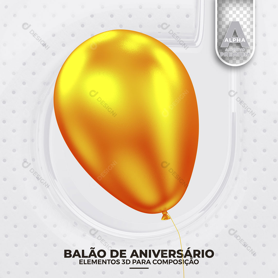 Balão de Aniversário Elemento 3D Para Composição PSD
