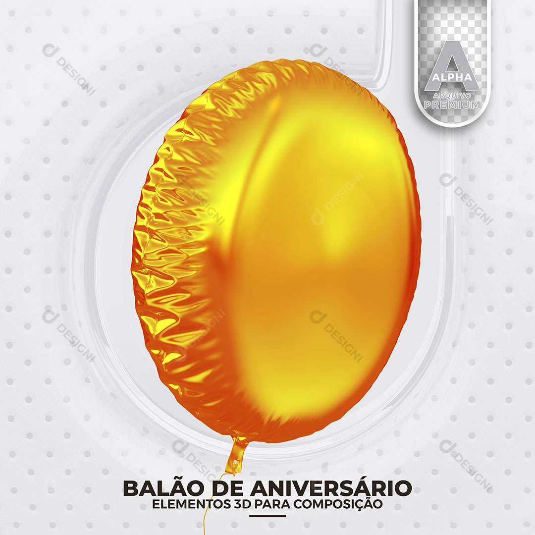 Balão de Aniversário Elemento 3D Para Composição PSD