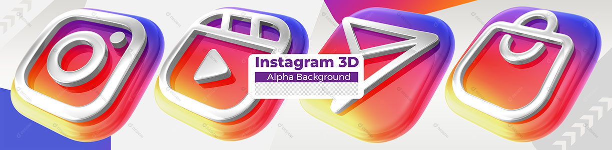 Ícones 3D Instagram Redes Sociais Para Composição PSD