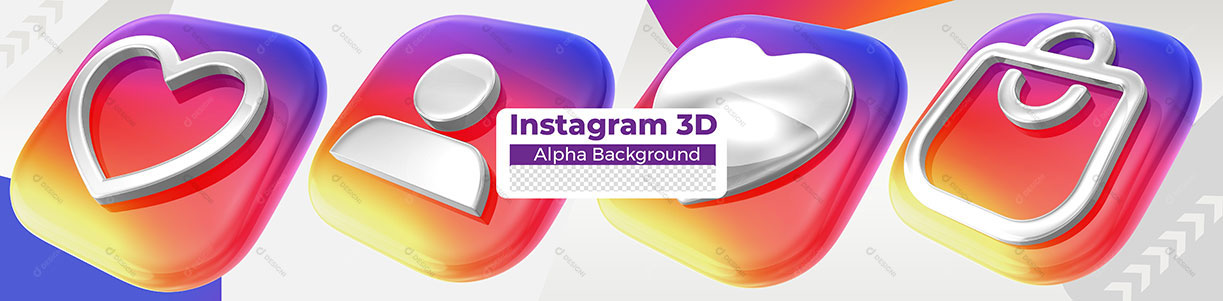 Ícones 3D Instagram Redes Sociais Para Composição PSD