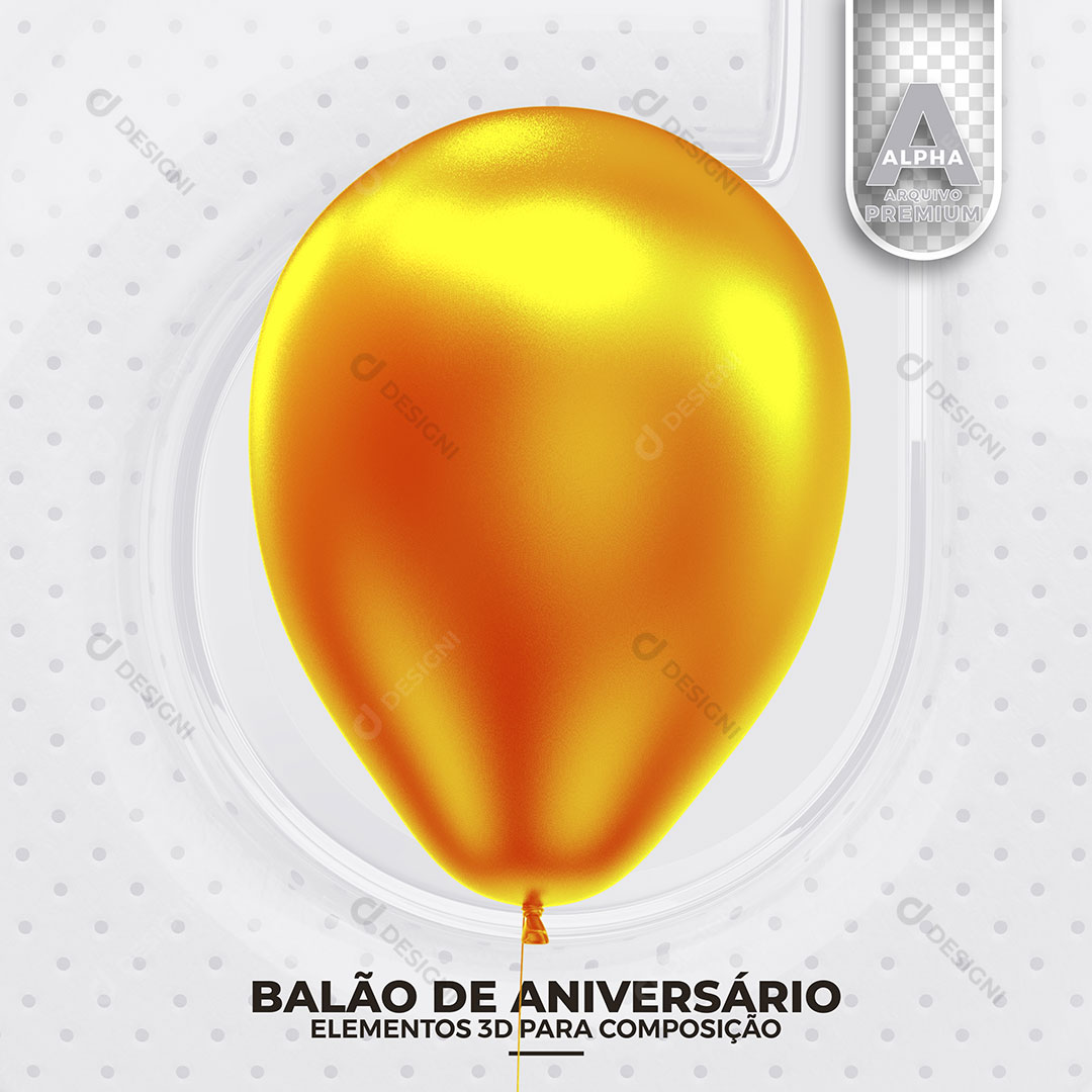 Balão de Aniversário Elemento 3D Para Composição PSD