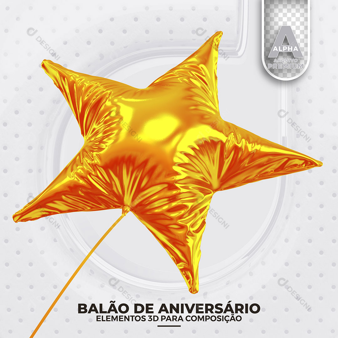 Balão de Aniversário Elemento 3D Para Composição PSD
