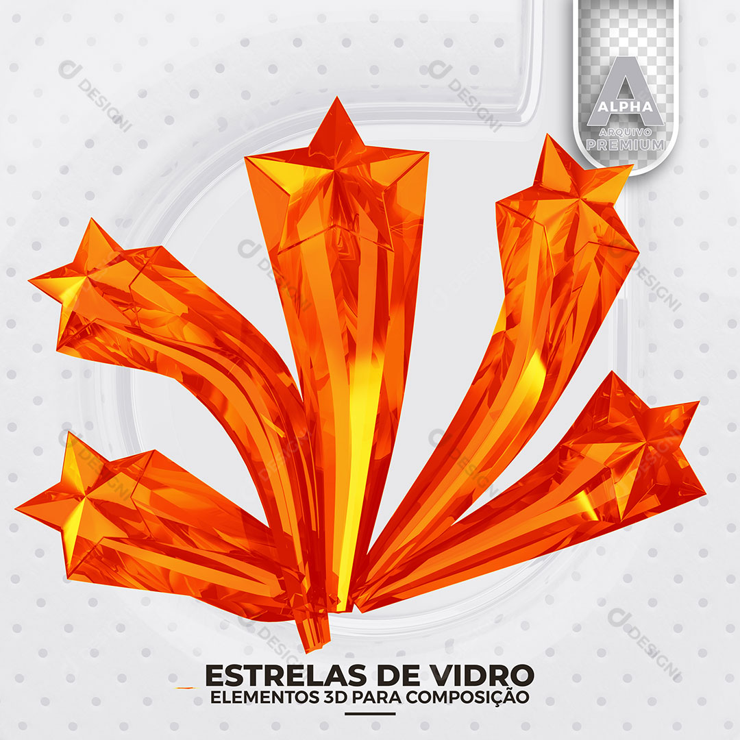 Estrela de Vidro Elemento 3D Para Composição PSD