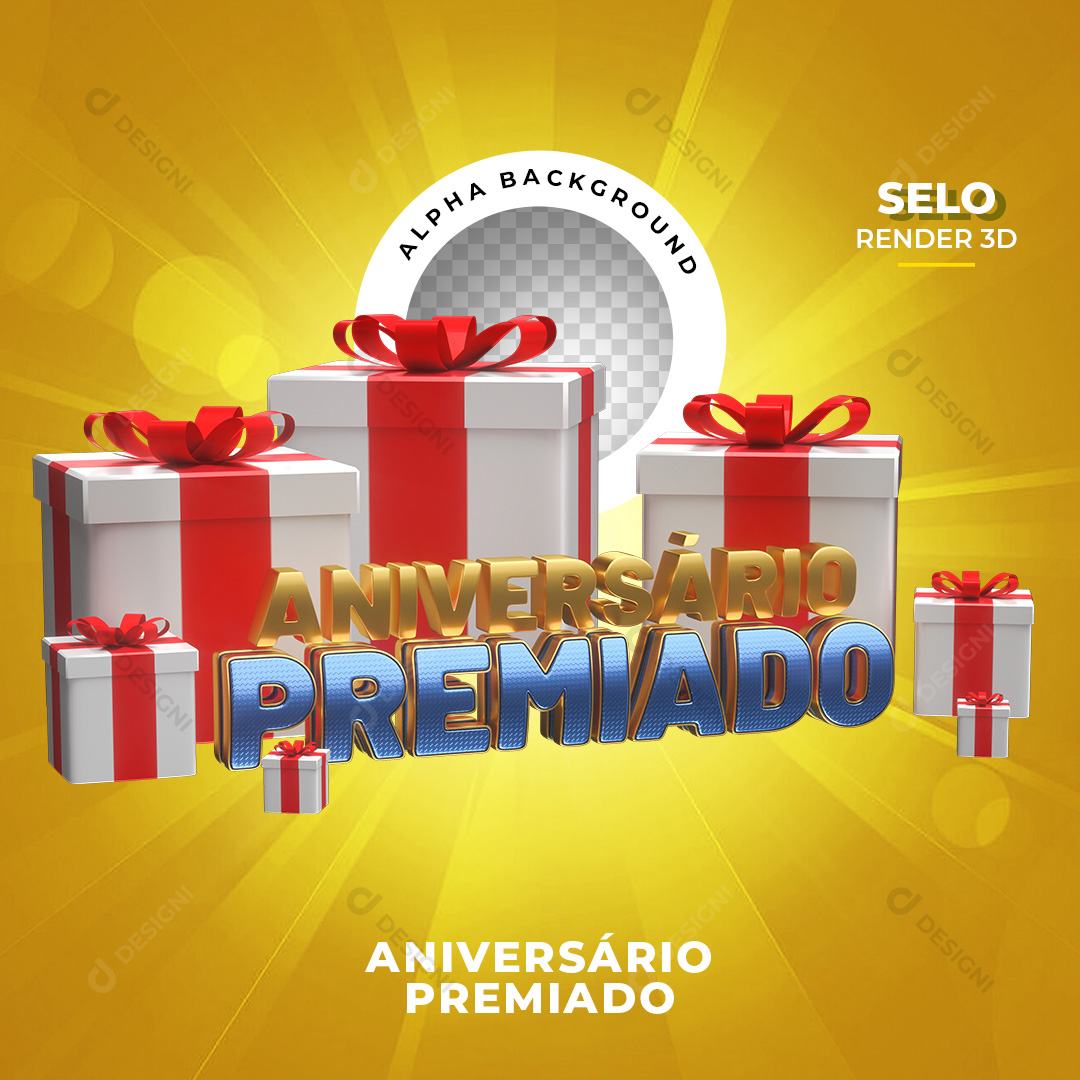 Selo 3D Aniversário Premiado PNG Transparente Sem Fundo