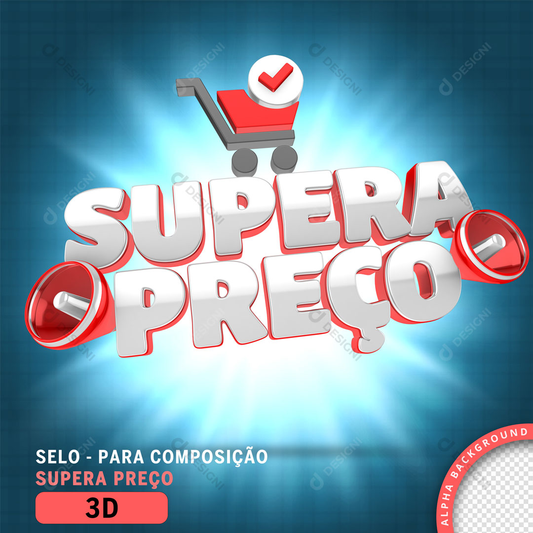Supera Preço Selo 3D Para Composição PNG Transparente