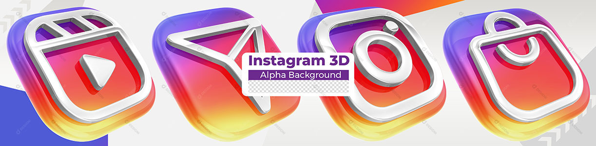 Ícones 3D Instagram Redes Sociais Para Composição PSD