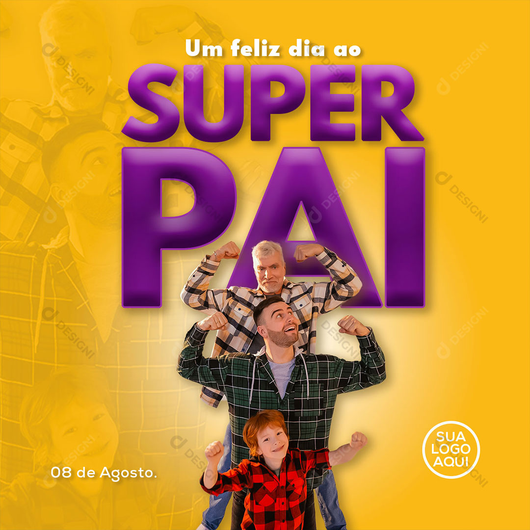 Um Feliz Dia ao Super Pai Social Media PSD Editável