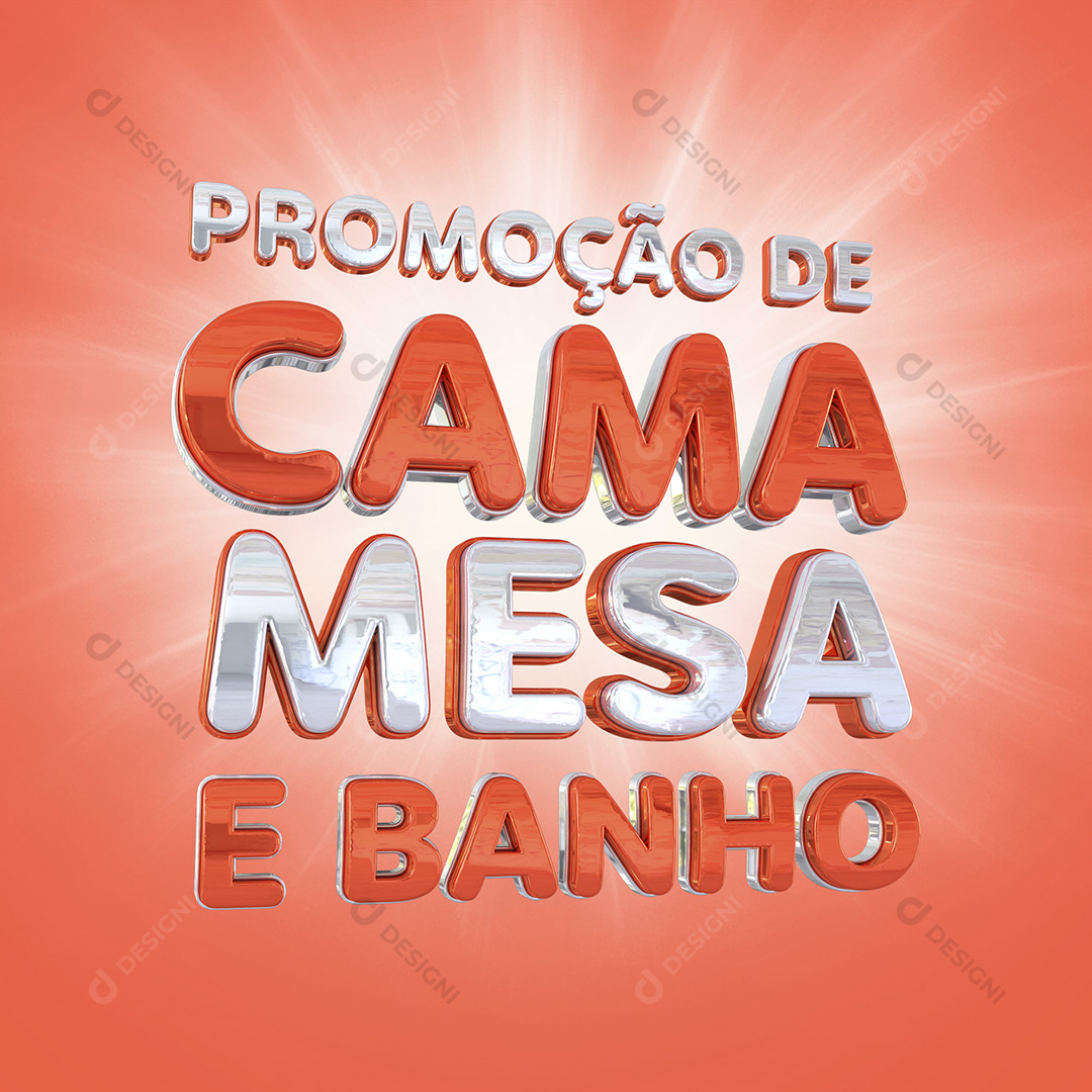 Promoção de Cama Mesa e Banho Texto 3D Para Composição PNG Transparente