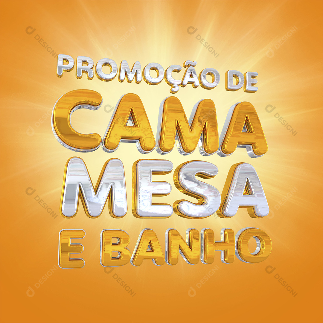 Promoção de Cama Mesa e Banho Texto 3D Para Composição PNG Transparente