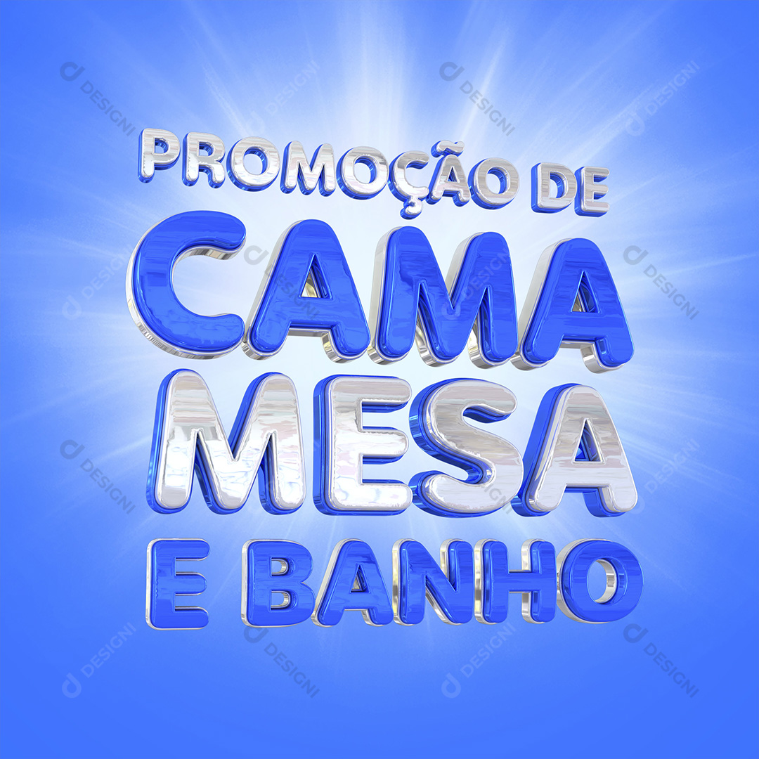Promoção de Cama Mesa e Banho Texto 3D Para Composição PNG Transparente