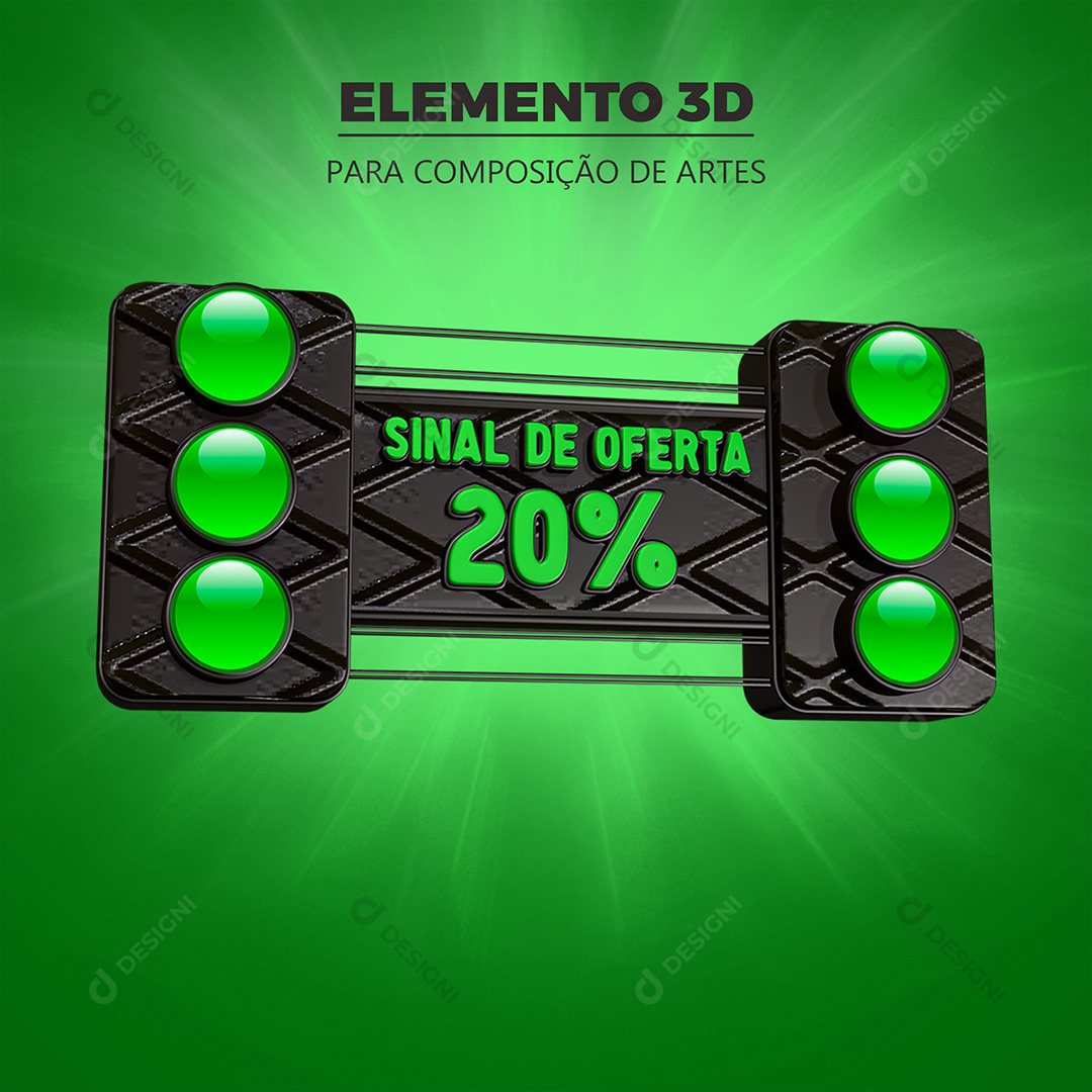 Semáforo Verde Sinal de Oferta Elemento 3D Para Composição PNG Transparente